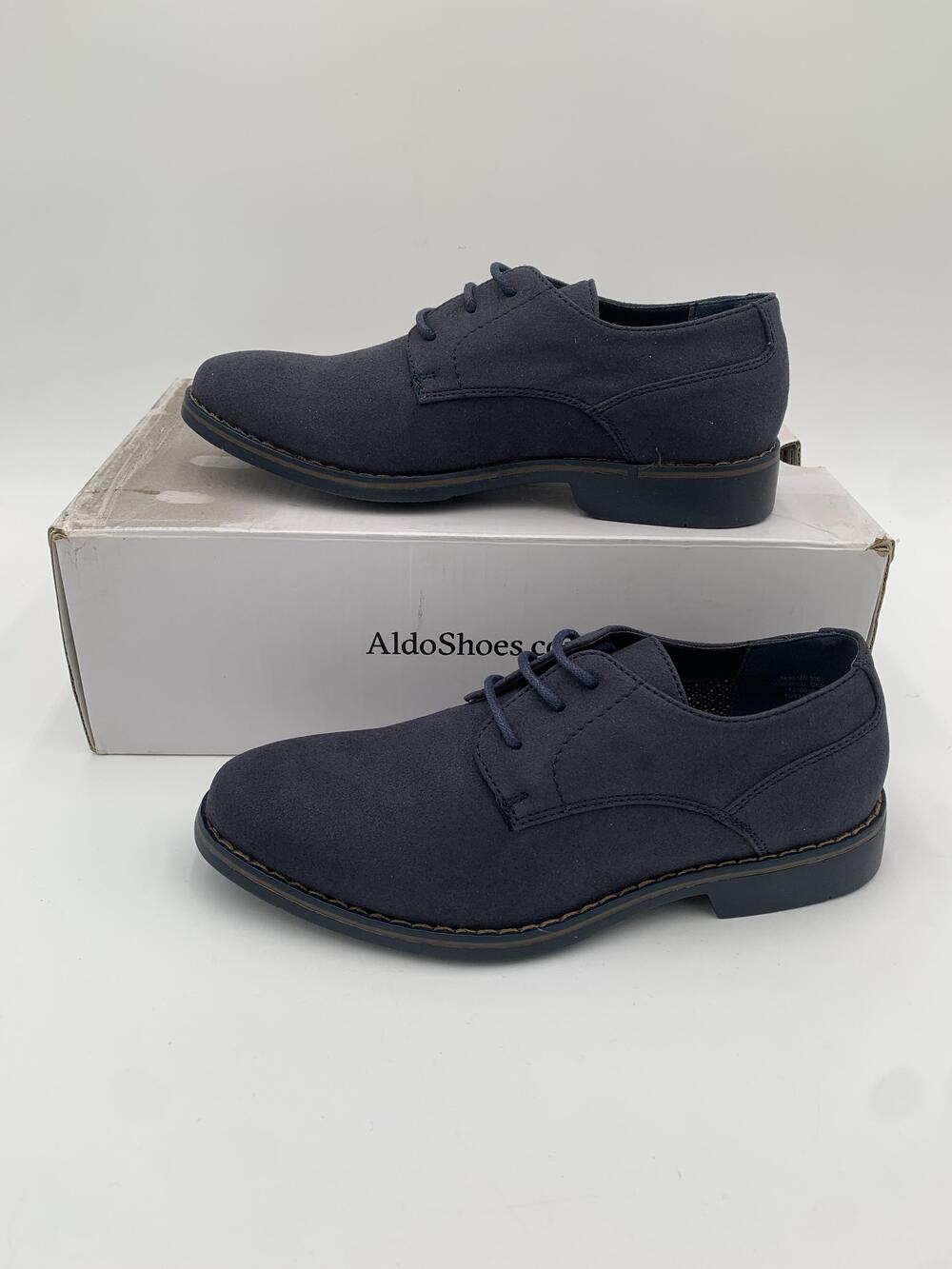 Aldo GWIRAMA-5 Shoes Boys Size 3 Blue Faux Suede Dress Derby Lace Up Oxford New